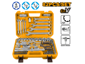 Juego De Dados, Puntas Y Llaves 82Pcs 1/4"-1/2"