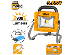 Foco A Bateria 3.7V Recargable C/Cable Cargador Tipo C 500-900 Lumens Ingco