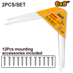 Set X2 Mensulas P/Estante 6” X 8” (15X20Cm) Blancas Ingco Hsb10608