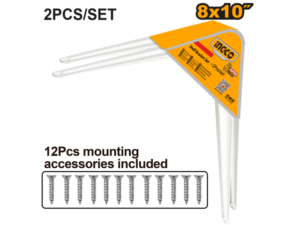 Set X2 Mensulas P/Estante 8” X 10” (20X25Cm) Blancas Ingco Hsb10810
