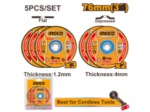 Set 5Pcs Discos Abrasivos Corte Y Desbaste Metal 76Mm 3"