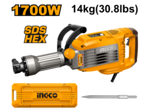 Martillo Demoledor 50J 1700W 14Kg Sds Hex C Valija Punta Y C Fierro