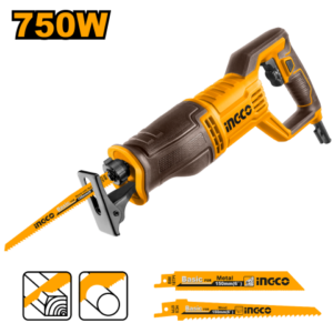 SIERRA SABLE 750W CON REGULADOR DE VELOCIDAD + 1 HOJA DE SIERRA P/ MADERA + 1 HOJA DE SIERRA P/ METAL