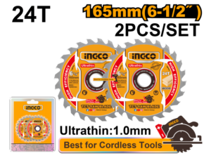Set X2 Disco 24 Dientes 165Mm 6 1/2" Ultra Fino Ingco Tsb1653