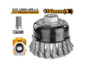 Cepillo Copa 100Mm 4" M14 Larga Vida Alambre Trensado