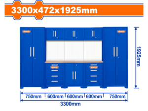 GABINETE MODULAR TALLER DE TRABAJO 3300X472X1925MM C 3 GAVINETES Y MESA
