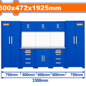 GABINETE MODULAR TALLER DE TRABAJO 3300X472X1925MM C 3 GAVINETES Y MESA
