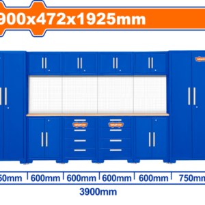 GABINETE MODULAR TALLER DE TRABAJO 3900X472X1925MM C 4 GAVINETES Y MESA