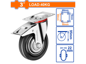 RUEDA METAL/GOMA GIRATORIA CON FRENO 3" WADFOW WJL3333