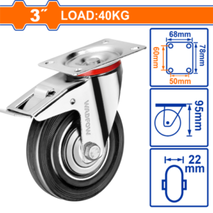 RUEDA METAL/GOMA GIRATORIA CON FRENO 3" WADFOW WJL3333