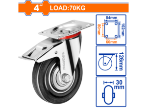 RUEDA METAL/GOMA GIRATORIA CON FRENO 4" WADFOW WJL3343