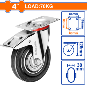 RUEDA METAL/GOMA GIRATORIA CON FRENO 4" WADFOW WJL3343