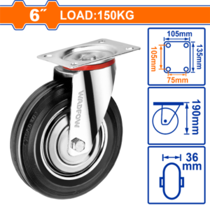 RUEDA METAL/GOMA GIRATORIA 6" WADFOW WJL3362
