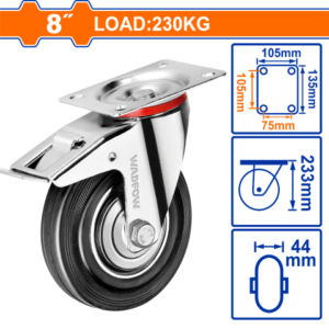 RUEDA METAL/GOMA GIRATORIA CON FRENO 8" WADFOW WJL3383