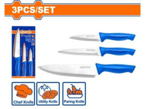 SET X 3 CUCHILLOS DE COCINA ACERO