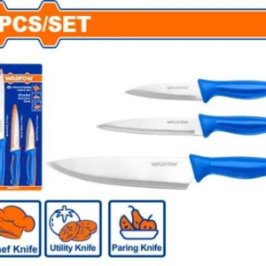 SET X 3 CUCHILLOS DE COCINA ACERO