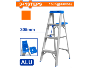 ESCALERA PINTOR 4 ESC 150KG CON BANDEJA HOJA SIMPLE ALUMINIO