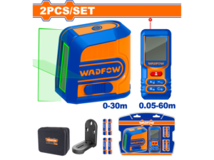 SET MEDICION NIVEL LASER VERDE 30 MTS (WLE2M03) + MEDIDOR DE DISTANCIA 60 MTS (WDL1516) INCLUYE SOPORTE