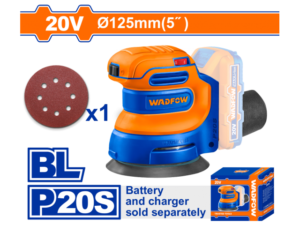 LIJADORA ROTO ORBITAL A BATERÍA 20V P20S 125MM BRUSHLESS MOTOR + 1 LIJA S/BAT S/CARG