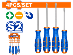 SET X 4 DESTORNILLADORES S2 PALETA/PHILLIPS IMANTADO WADFOW WSSA404
