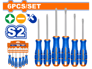 SET X 6 DESTORNILLADORES S2 PALETA/PHILLIPS IMANTADO WADFOW WSSA406
