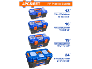 SET X 4 CAJAS DE HERRAMIENTAS PLASTICAS CON BROCHES PLASTICOS