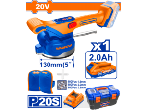 VENTOSA VIBRADORA A BATERIA 20V P20S P/COLOCAR CERAMICA C/BATERÍA 2.0AH  + CARGADOR + RODILLERAS + VALIJA