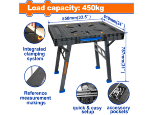 MESA DE TRABAJO PLEGABLE MULTIFUNCIÓN 450KG