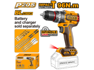 Talador Atornillador C/Percutor A Bateria Brushless 20V 96Nm + Accesorios,S/Carg S/Bat Ingco Cidli209681
