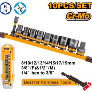 SET X 10 DADOS IMPACTO 3/8" INGCO