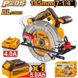 SIERRA CIRCULAR INGCO 20V 7 1/4 C/BATERIA Y CARGADOR ACCS.